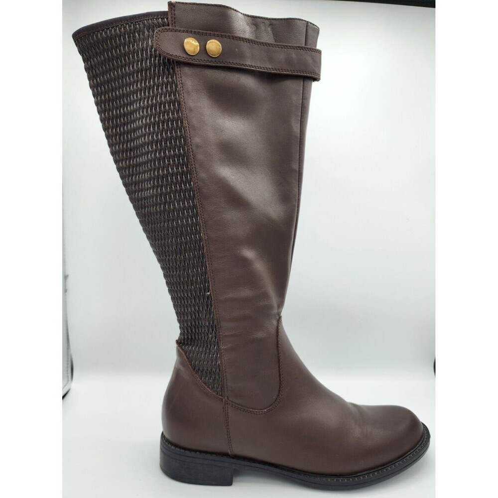 David Tate Women's Brown Boots sz 8M WIDE Calf - Avery 18 - Preowned